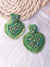 Boho Heart Shape Green Beaded Dangler Earrings