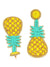 Green & Yellow handmade Beaded Pineapple Dangler Earrings