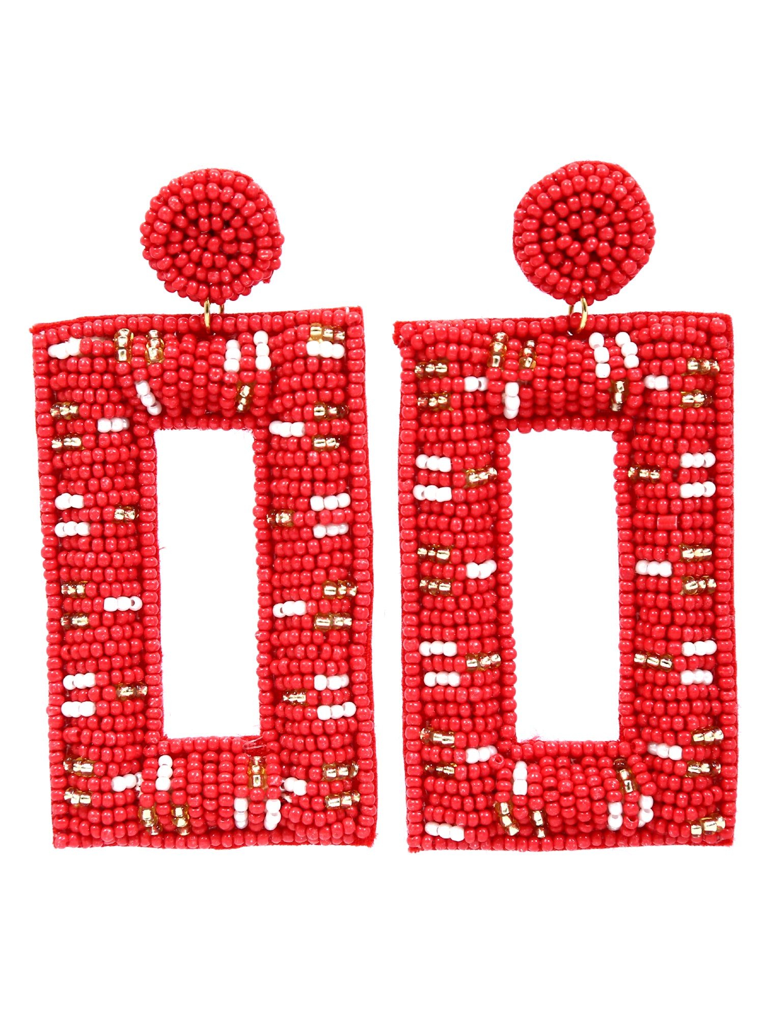 Red Color Bohemian Beaded Dangle Earrings