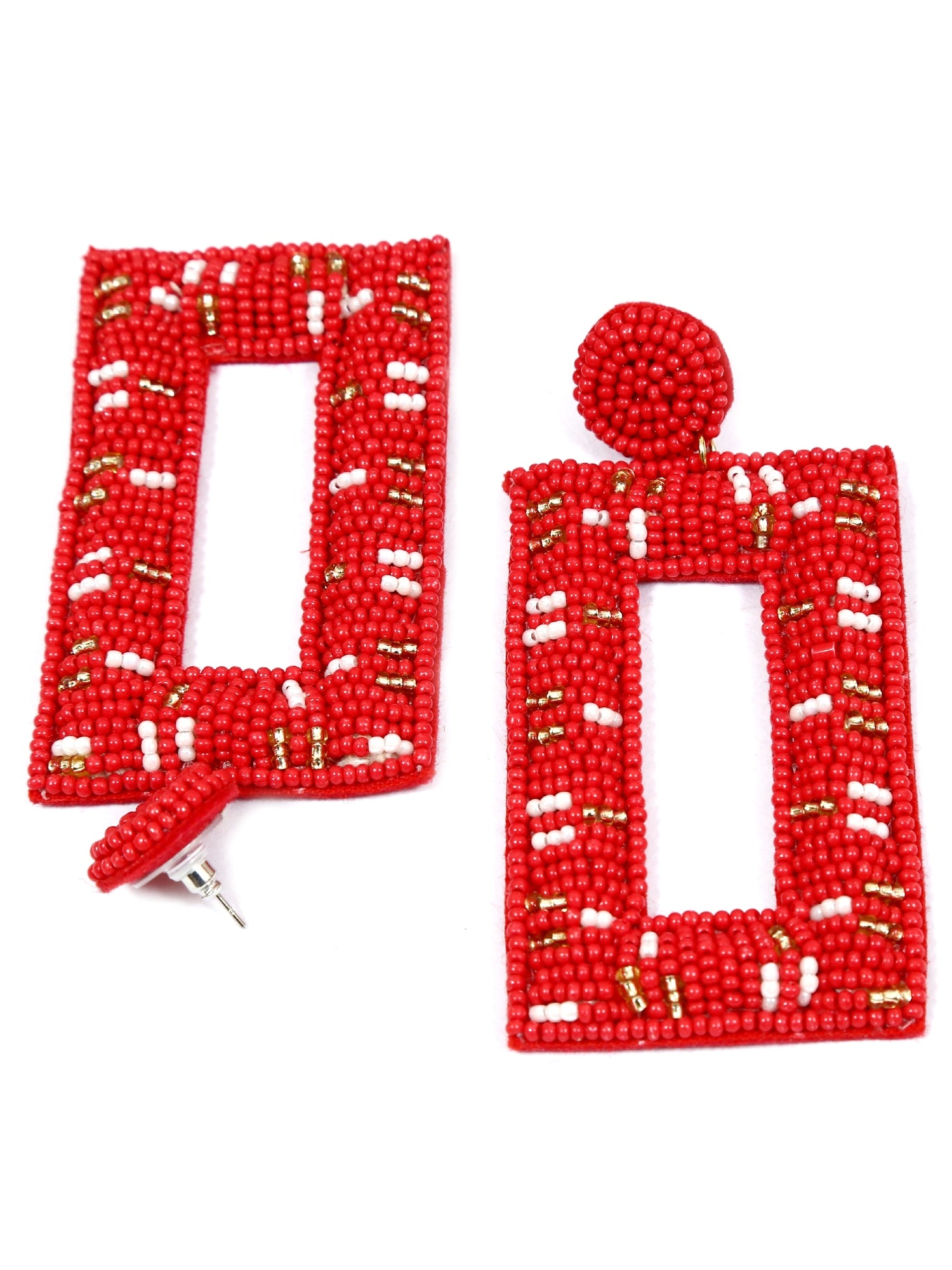 Red Color Bohemian Beaded Dangle Earrings