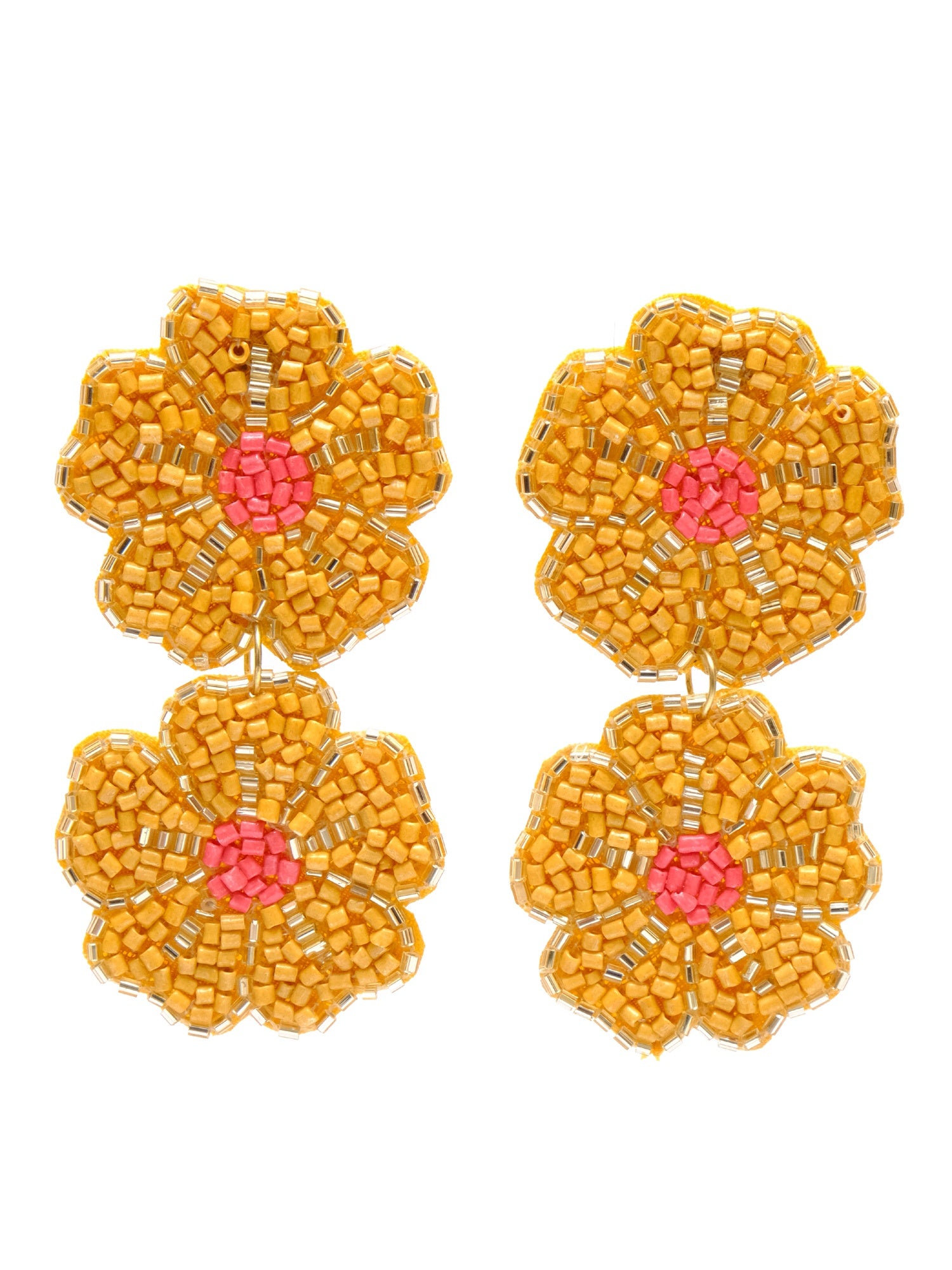 Yellow Pink Bohemian Handmade Drop Earrings