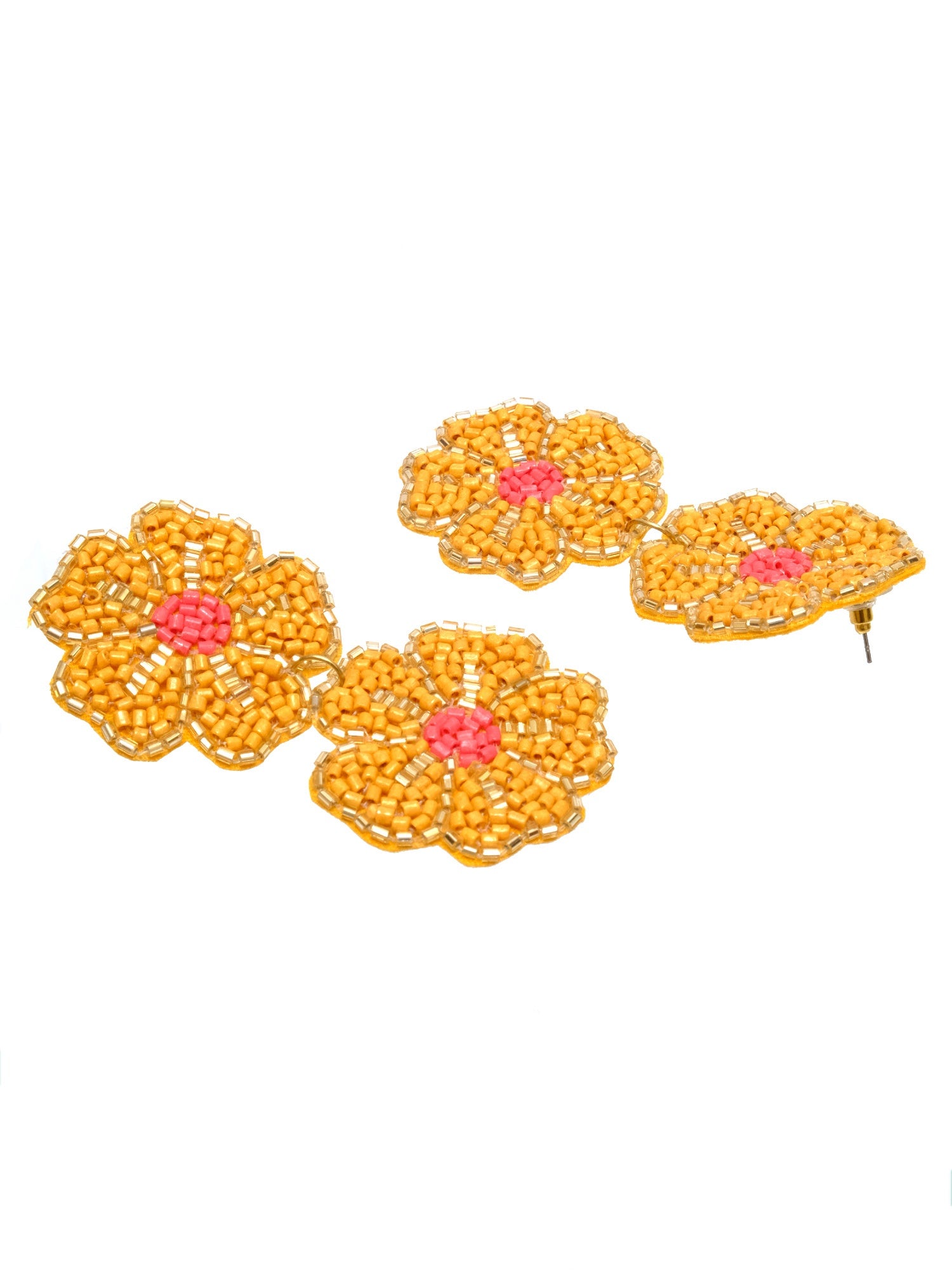 Yellow Pink Bohemian Handmade Drop Earrings