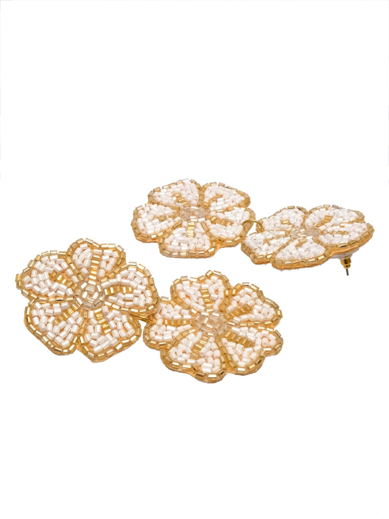 White Bohemian Handmade Floral Drop Earrings