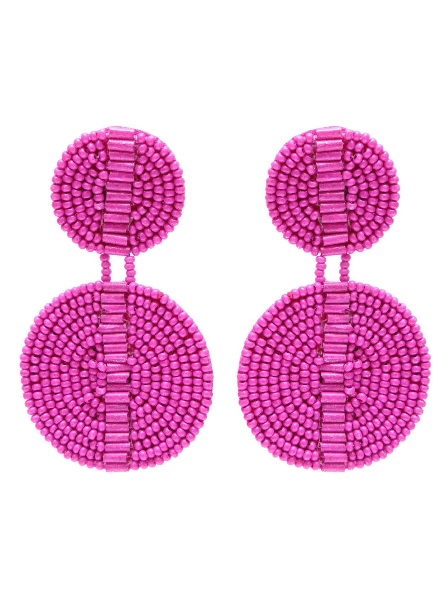 Artisanal Boho Chic Pink Beaded Round Earrings for Fashion Forward Females