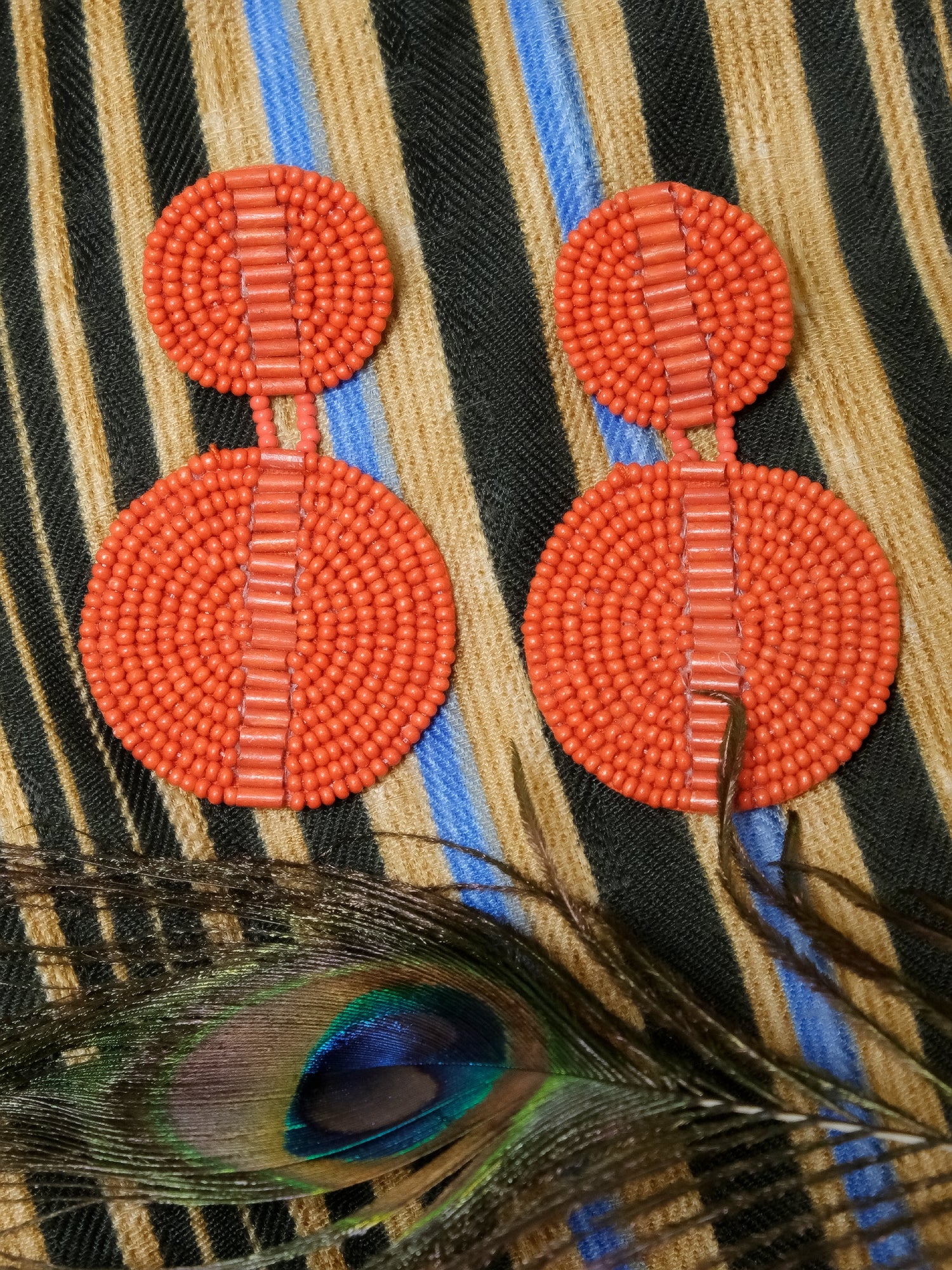 Artisanal Boho Chic Pink Beaded Round Earrings for Fashion Forward Females