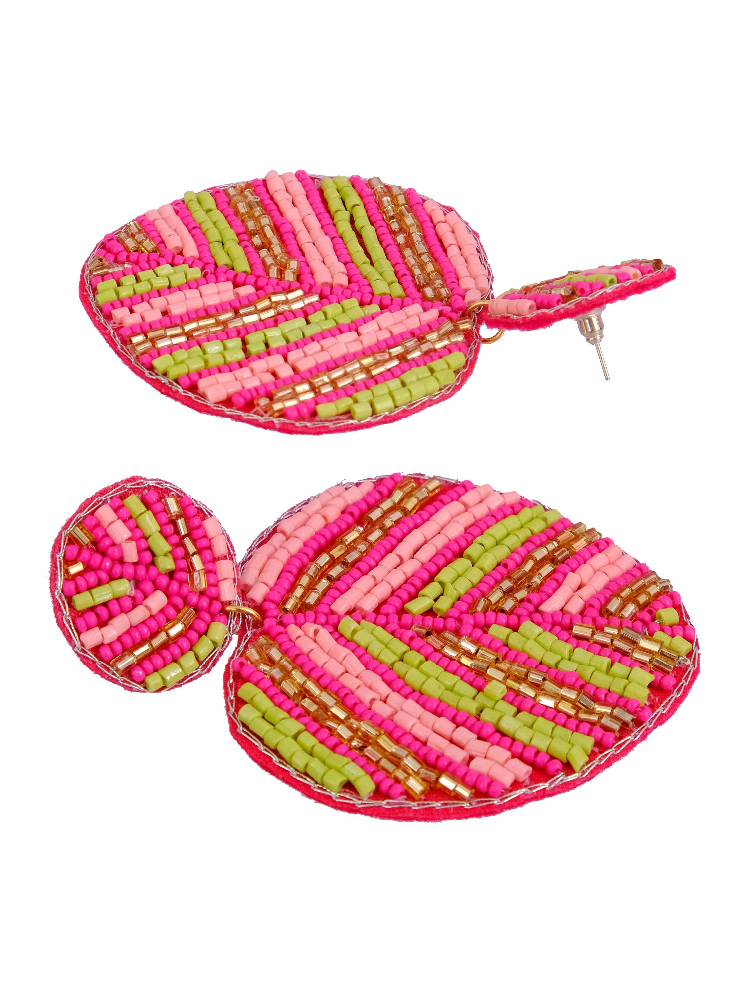 Handcrafted Boho Chic Multicolor Leaf-Shape Beaded Earrings