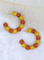 Crunchy Fashion Designer Gold-Plated Yellow& Red Nylon Thread Balls Big Hoop Earrings CFE1666