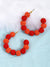 Crunchy Fashion Designer Gold-Plated Red Handmade Thread Balls Hoop Earrings CFE1668