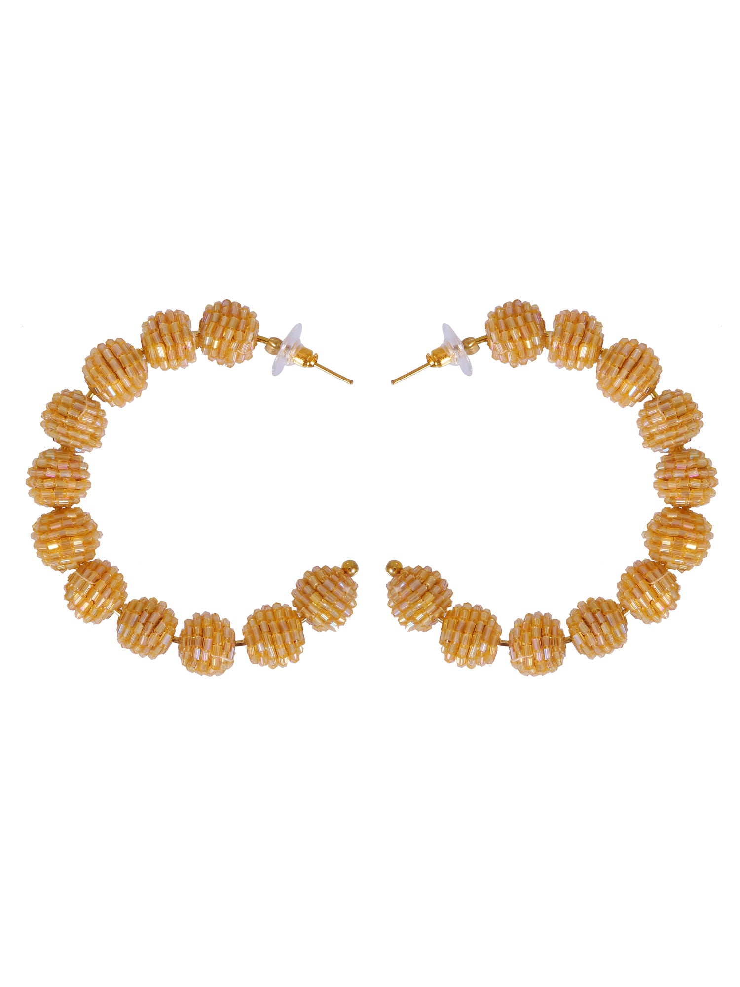 Dazzling Gold-Plated Traditional Beaded Hoop Earrings for Sophisticated Fashionistas