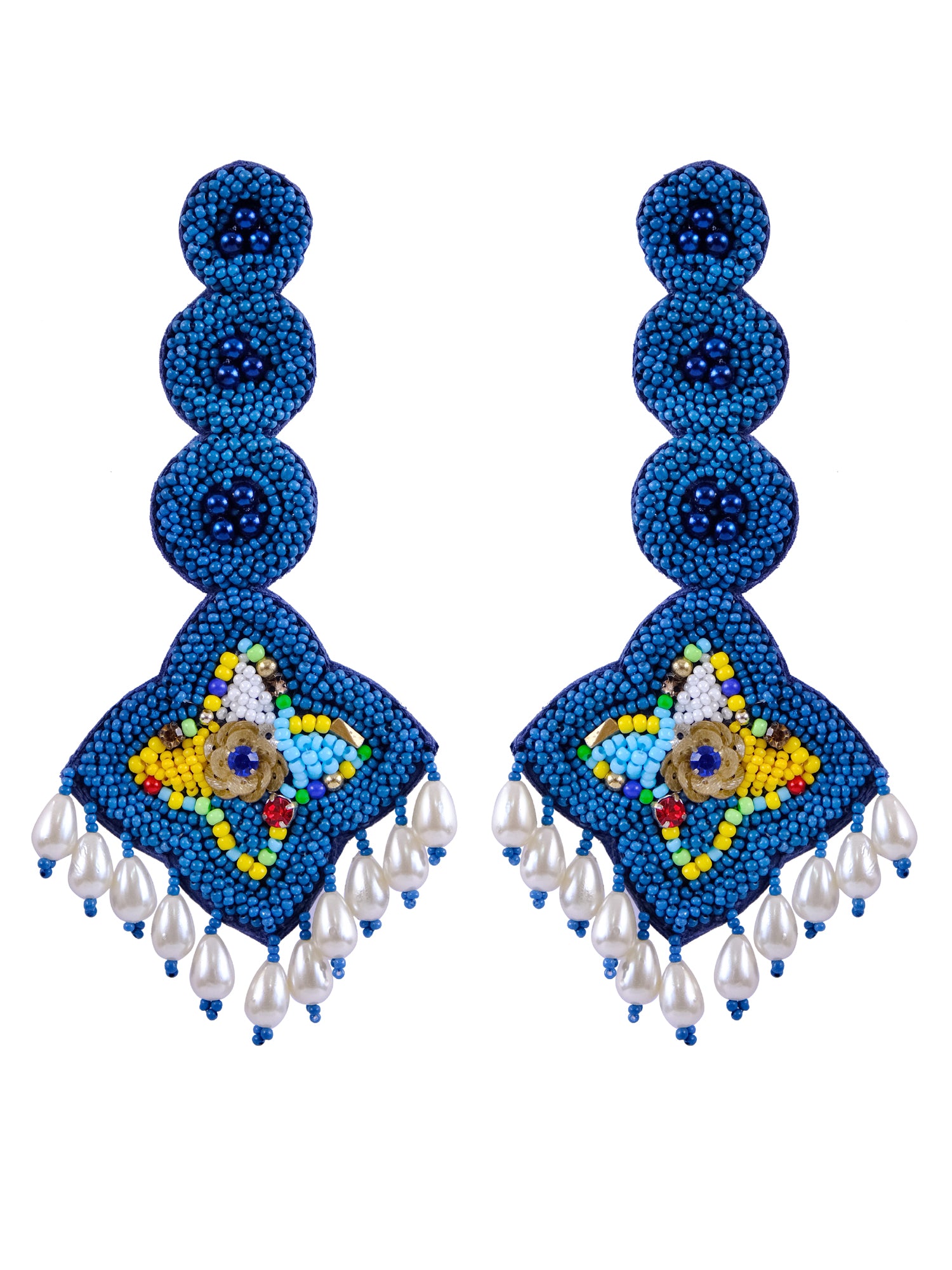 Elegant Boho Handmade White Stylish Dangler Earrings with Pearls, Designer Wedding Accessories