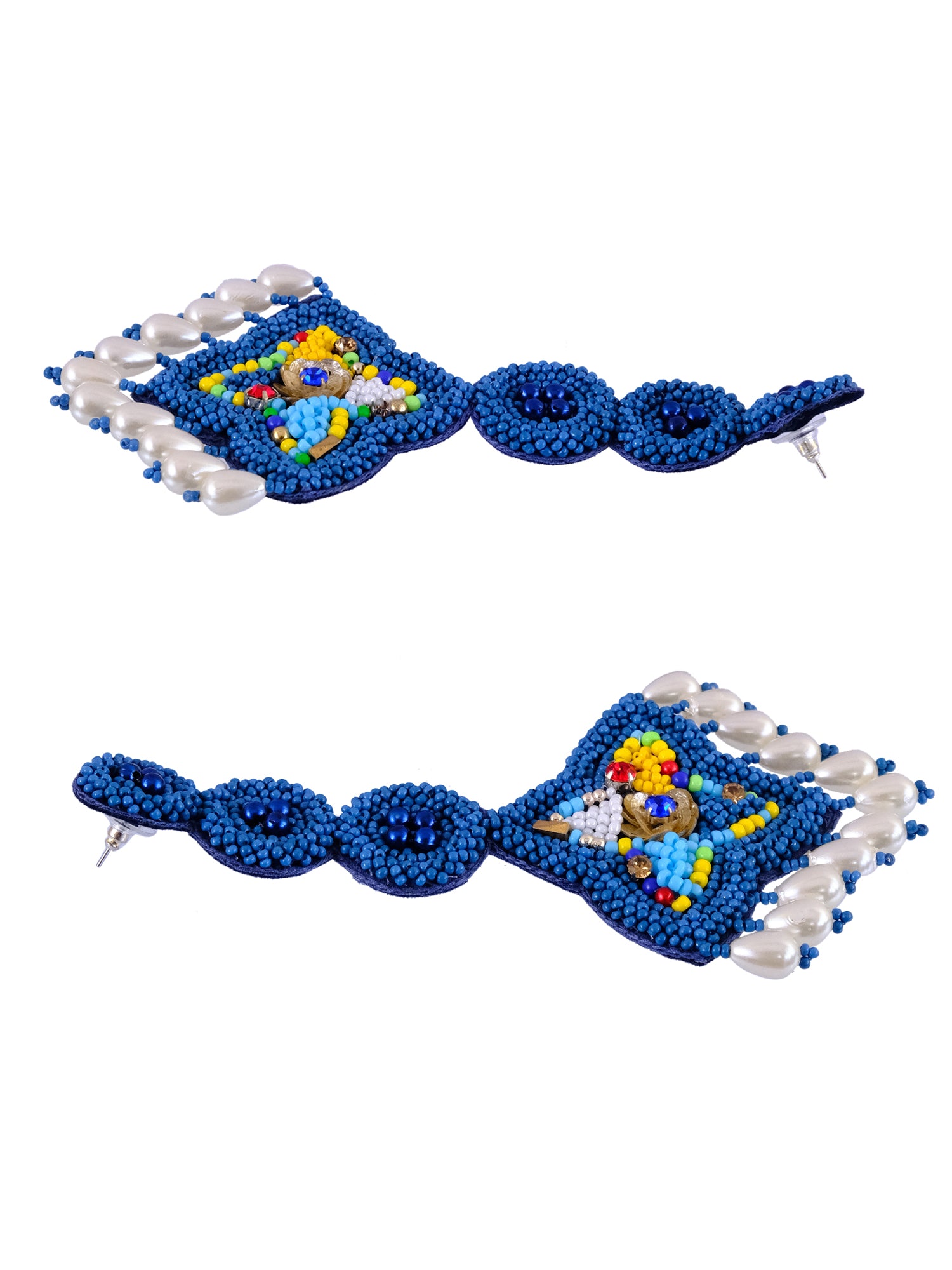 Elegant Boho Handmade White Stylish Dangler Earrings with Pearls, Designer Wedding Accessories