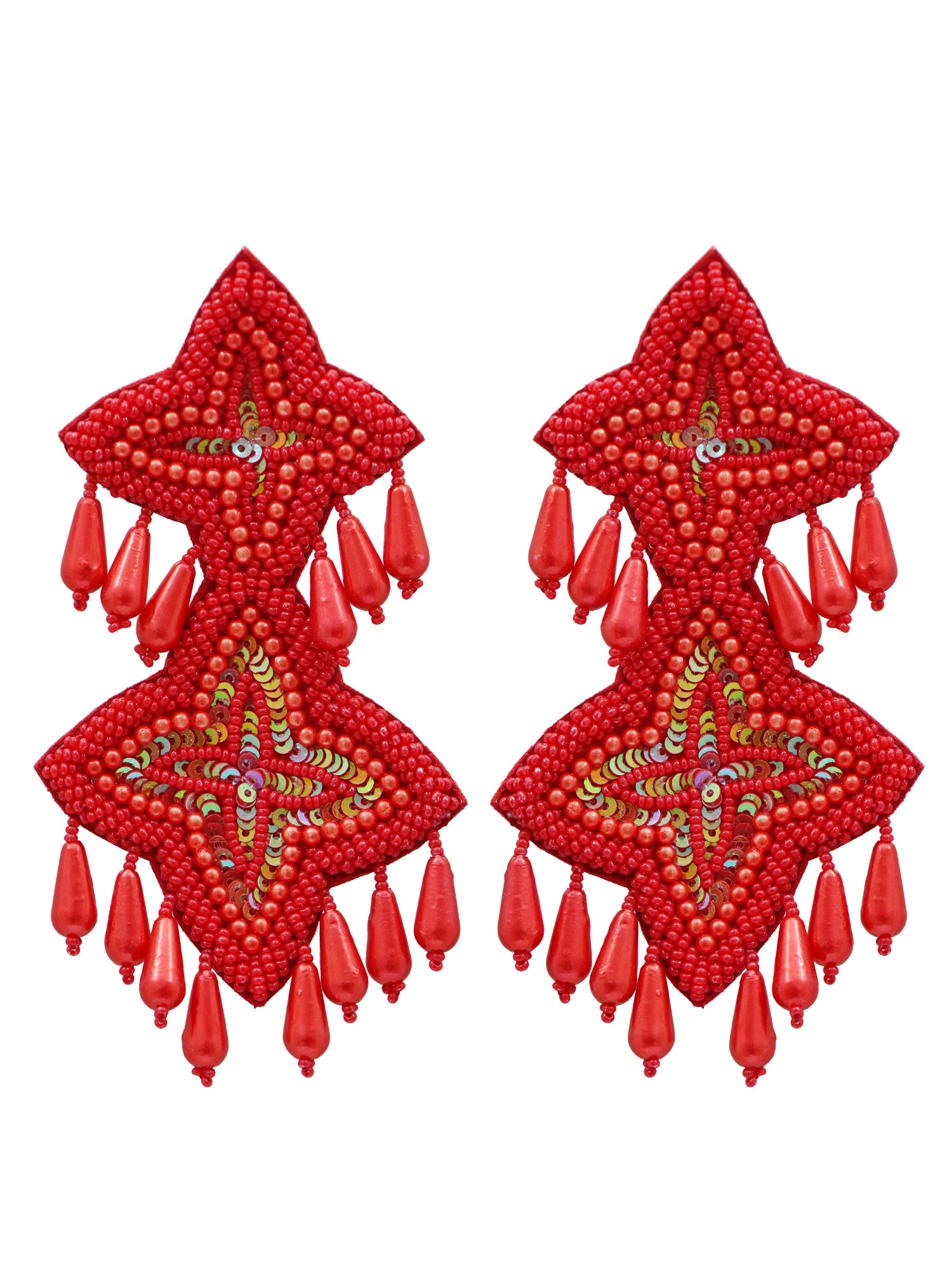 Starlit Aura: Stella Beads Studded Handcrafted Drop Earrings for Traditional & Contemporary Outfits