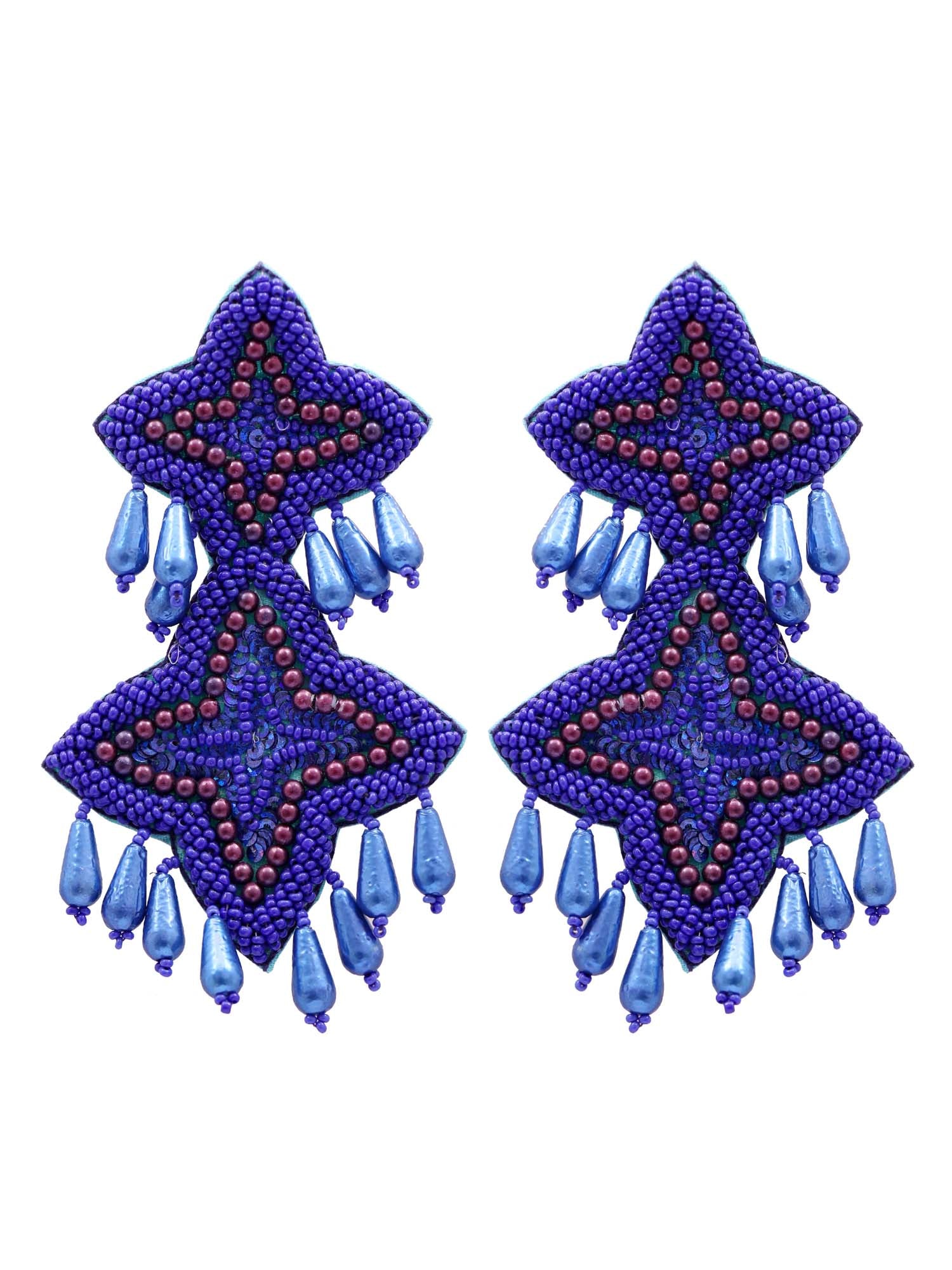 Starlit Aura: Stella Beads Studded Handcrafted Drop Earrings for Traditional & Contemporary Outfits