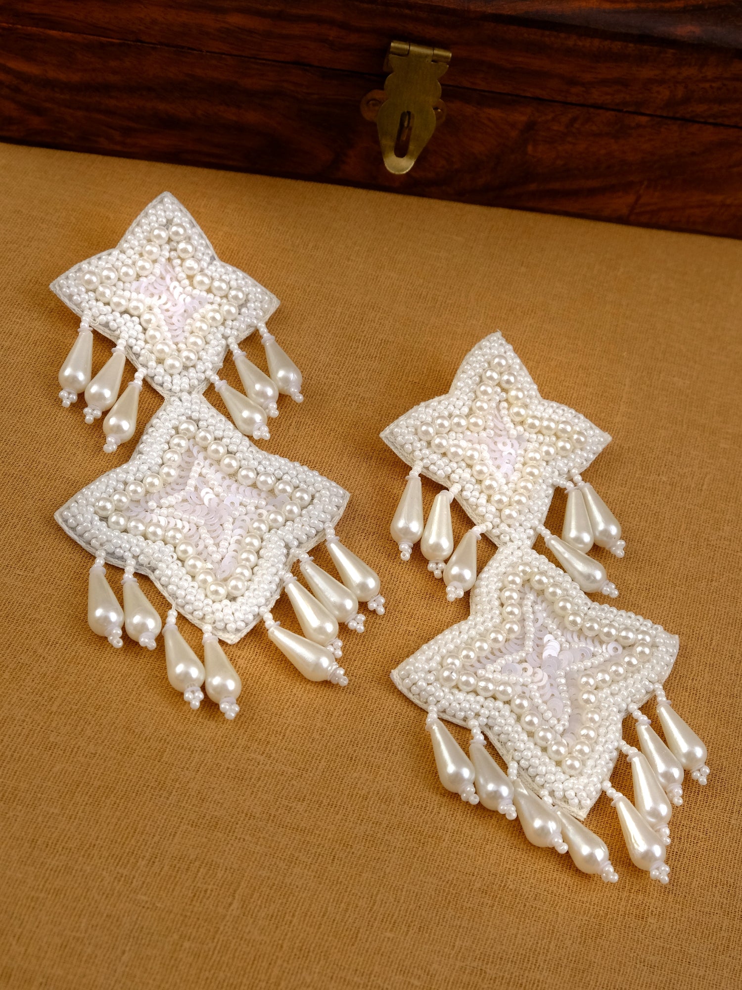 Starlit Aura: Stella Beads Studded Handcrafted Drop Earrings for Traditional & Contemporary Outfits