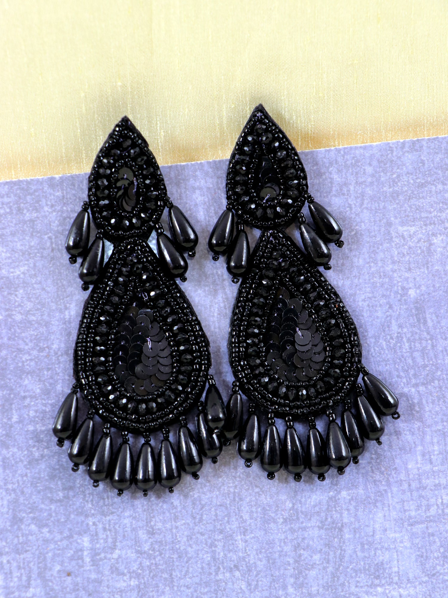 Luxury Defined: Handmade Black Beaded Earrings for Chic Style