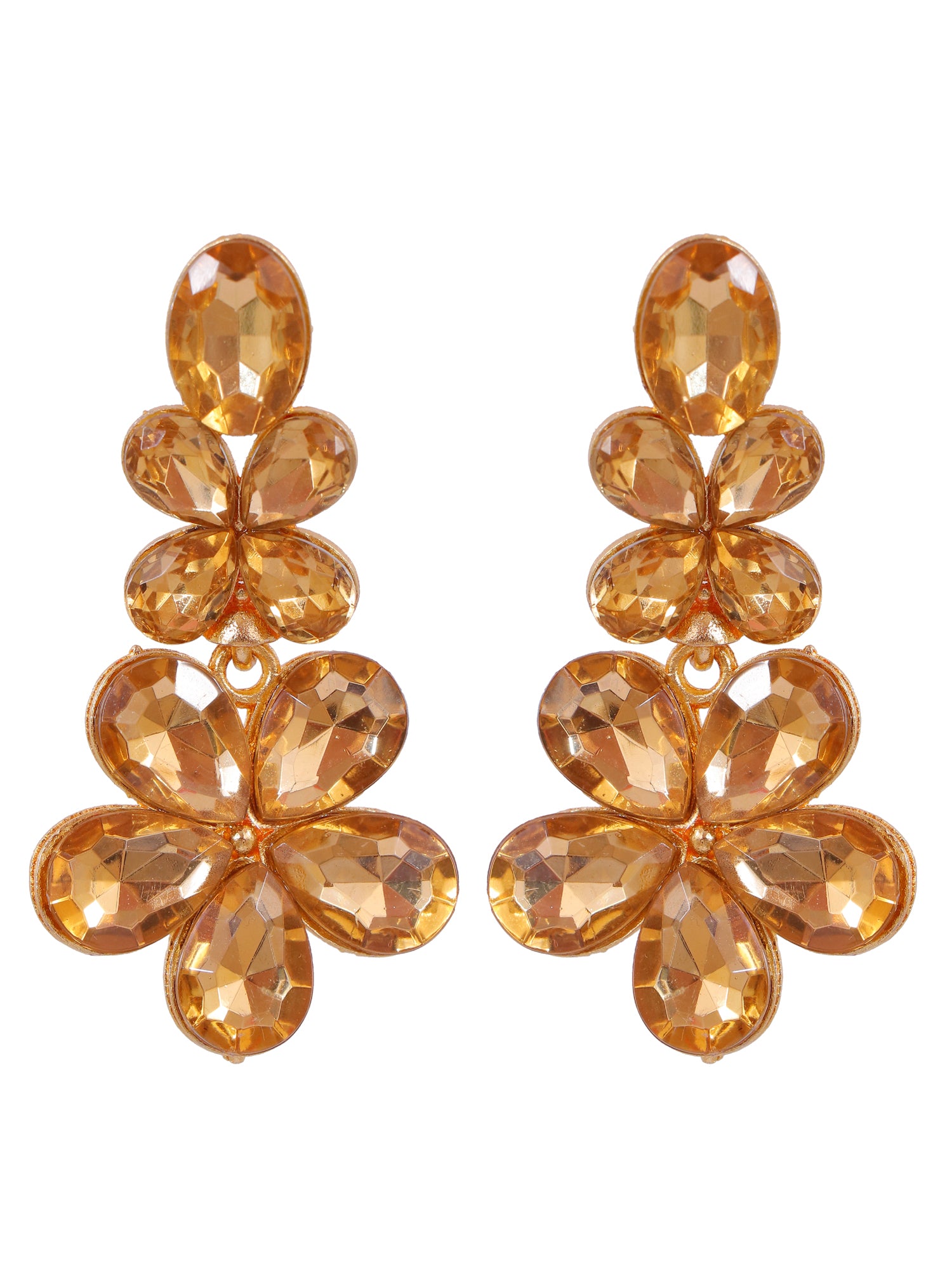 Crunchy Fashion Indo Western Pink Statement Crystal Dangler Earrings