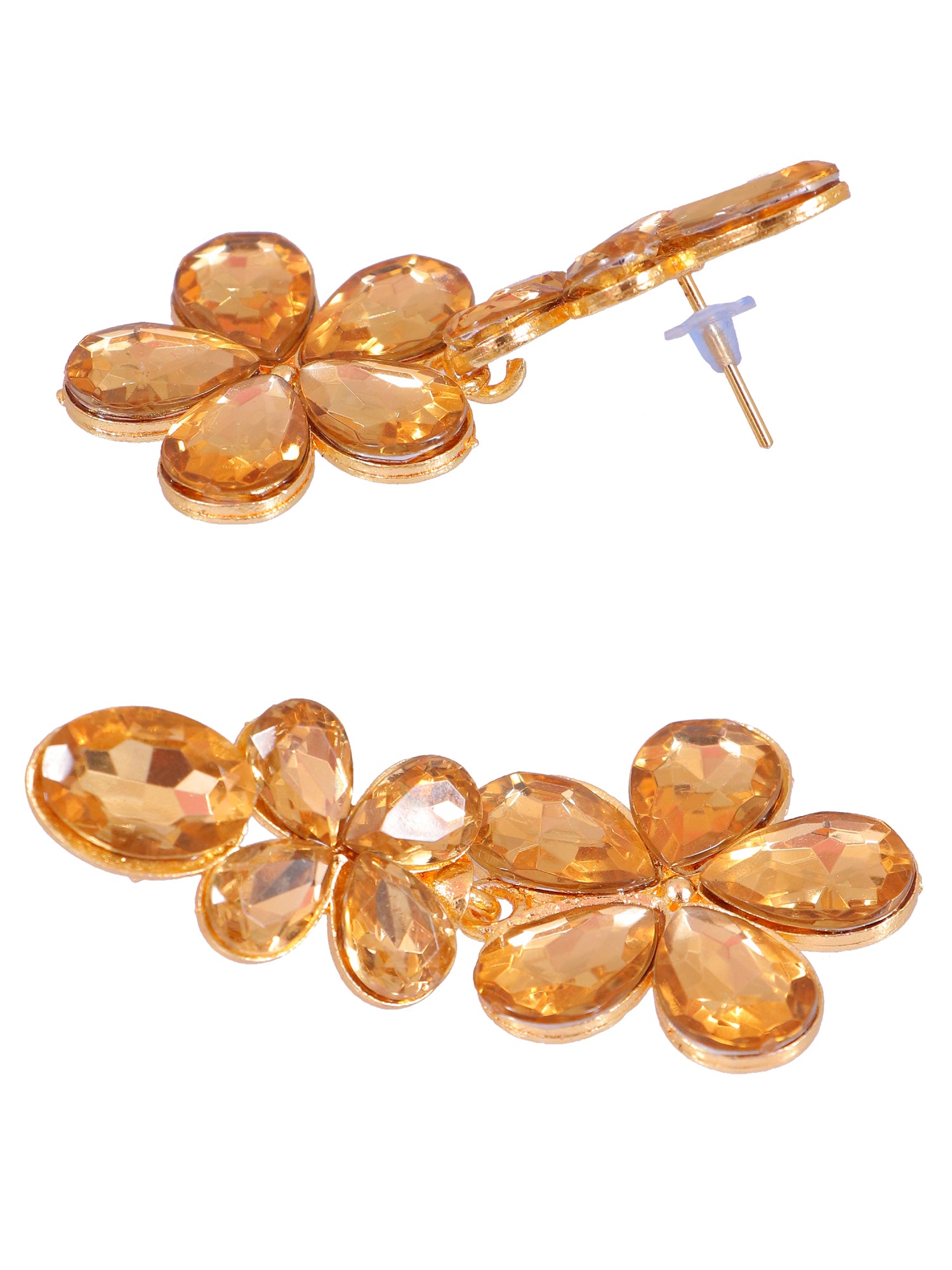 Crunchy Fashion Indo Western Pink Statement Crystal Dangler Earrings