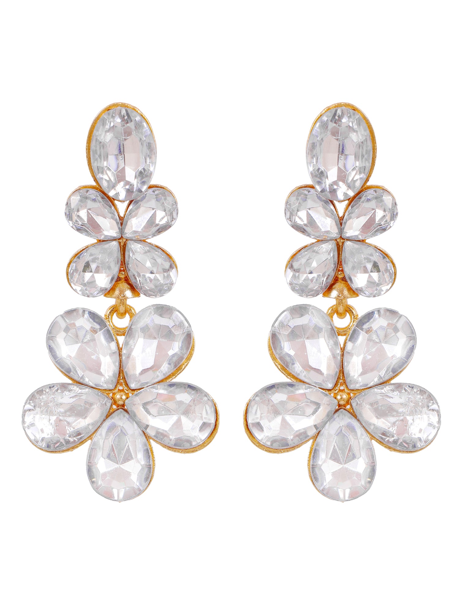 Crunchy Fashion Indo Western Pink Statement Crystal Dangler Earrings