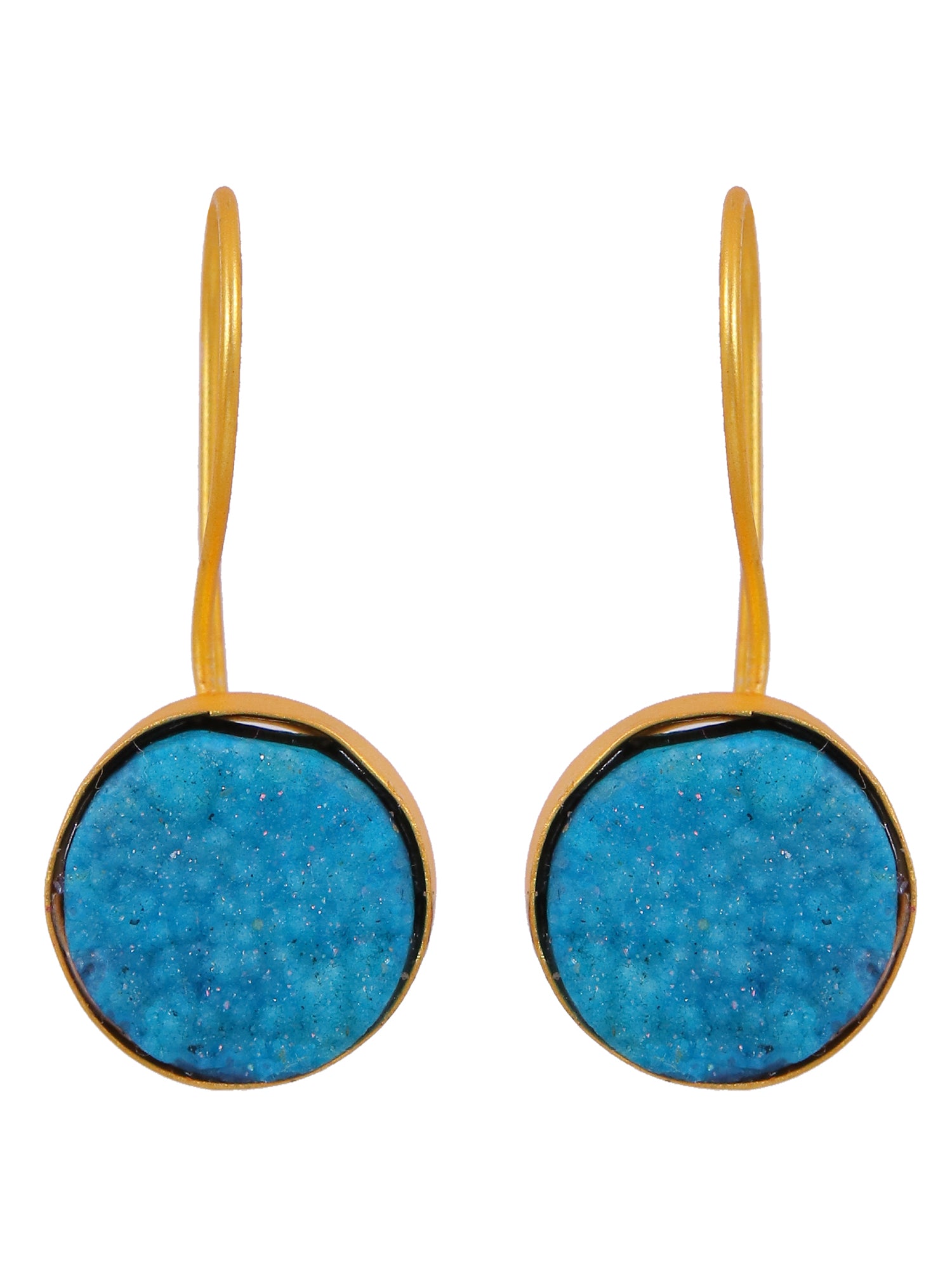 Crunchy Fashion Gold-Plated Druzy Stone Dangler Earrings