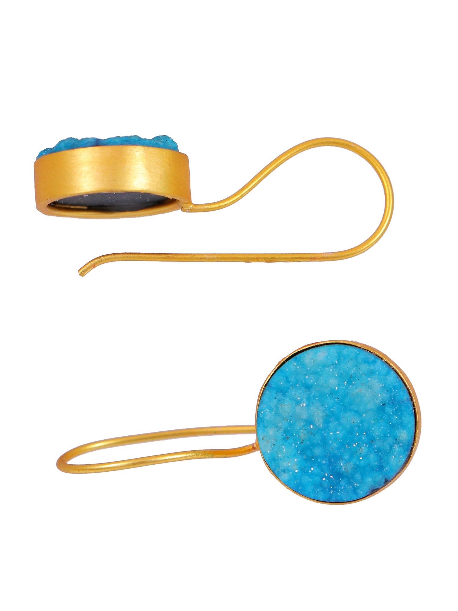 Crunchy Fashion Gold-Plated Druzy Stone Dangler Earrings