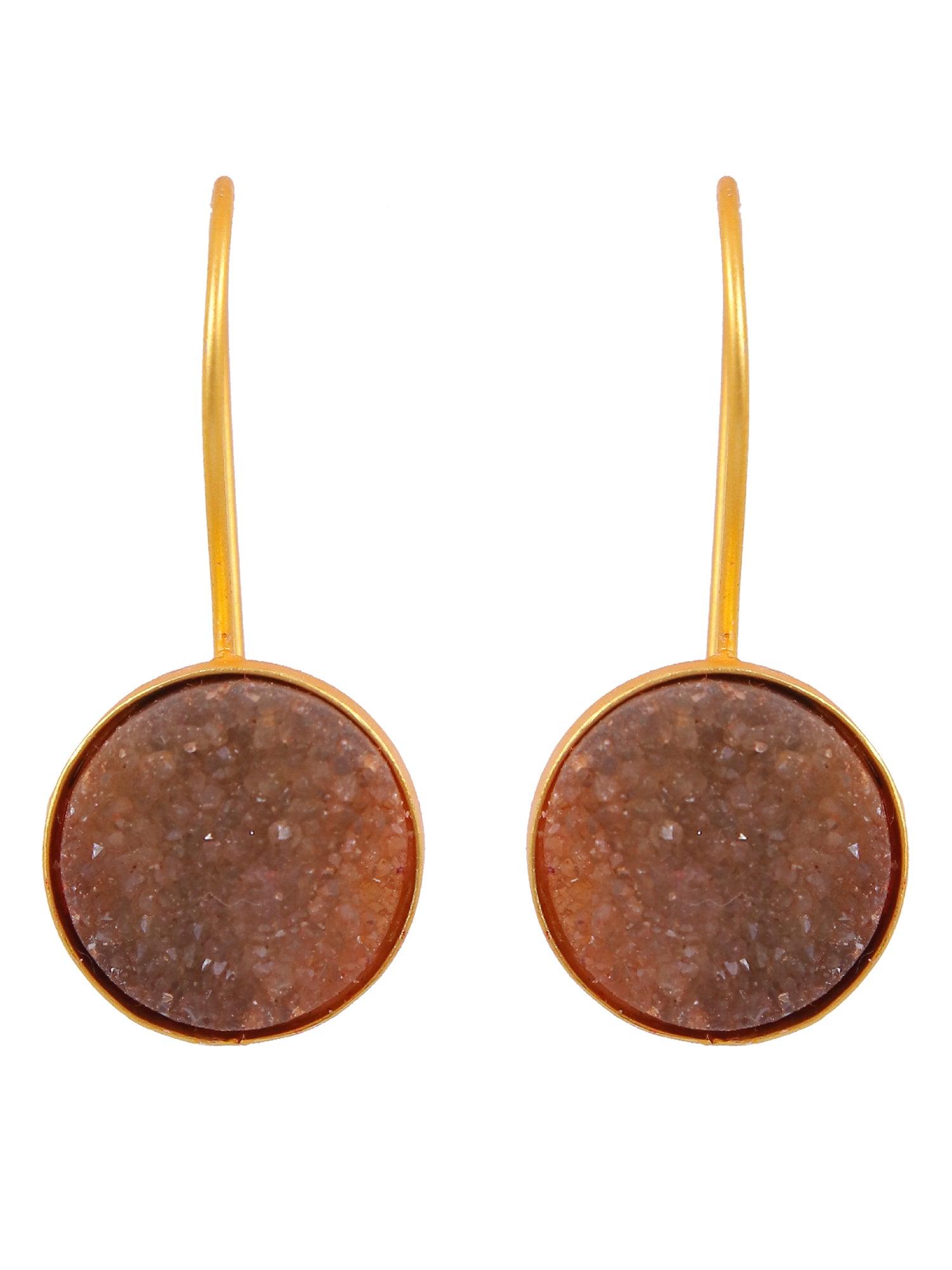 Crunchy Fashion Gold-Plated Druzy Stone Dangler Earrings