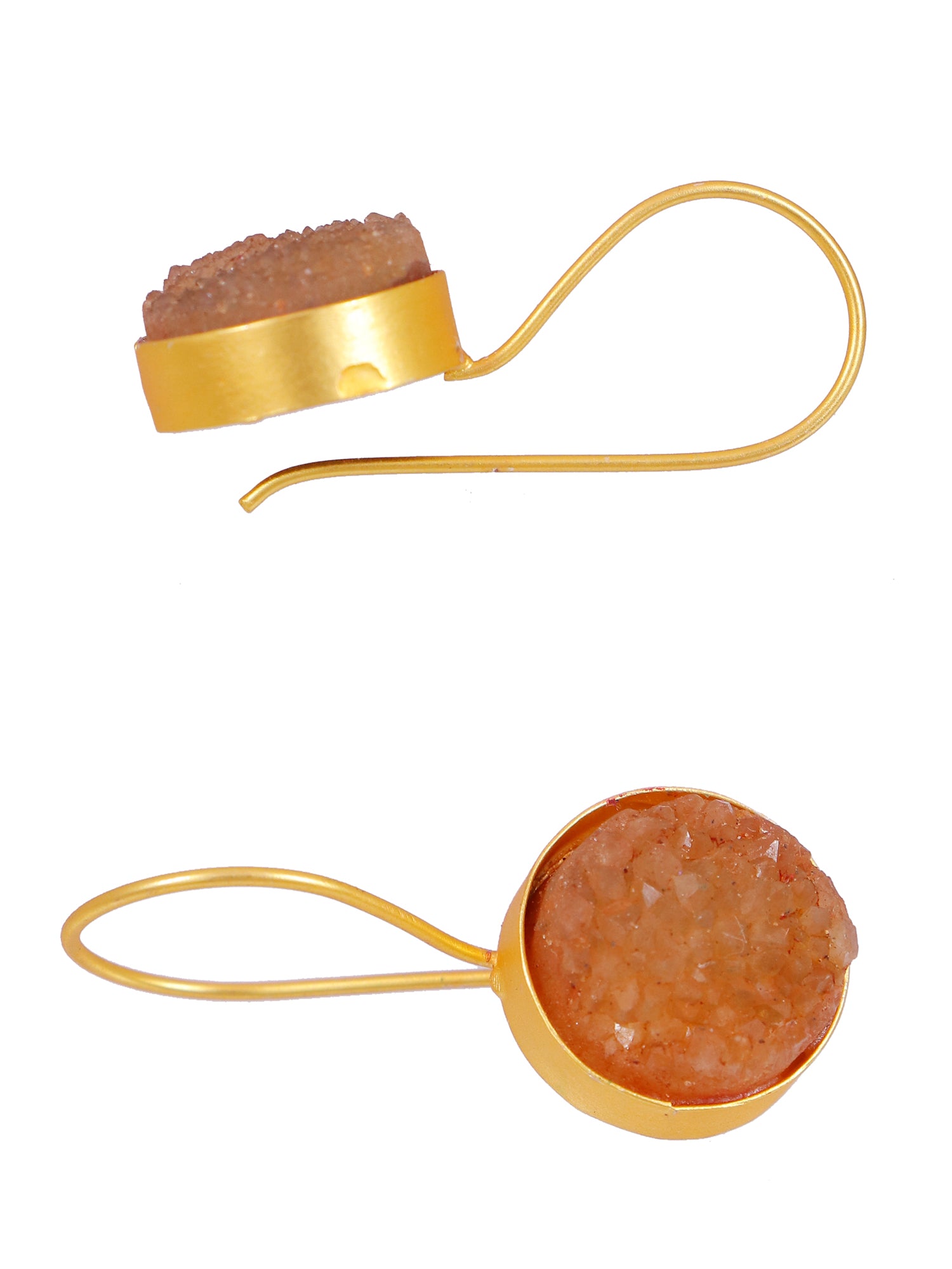 Crunchy Fashion Gold-Plated Druzy Stone Dangler Earrings