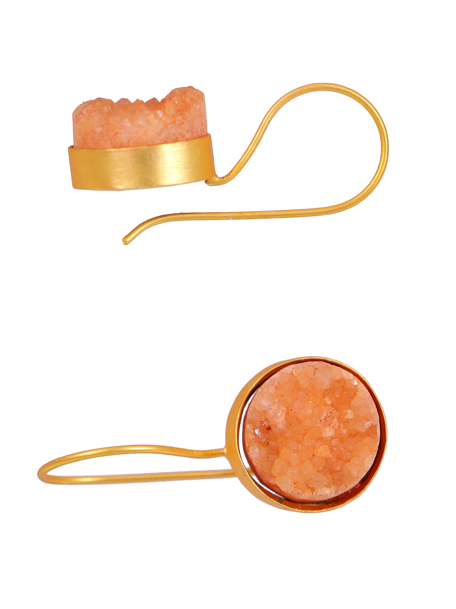 Crunchy Fashion Gold-Plated Druzy Stone Dangler Earrings