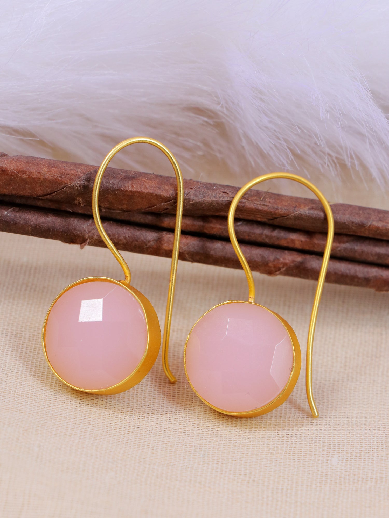 Crunchy Fashion Gold-Plated Faux Stone Dangler Earrings