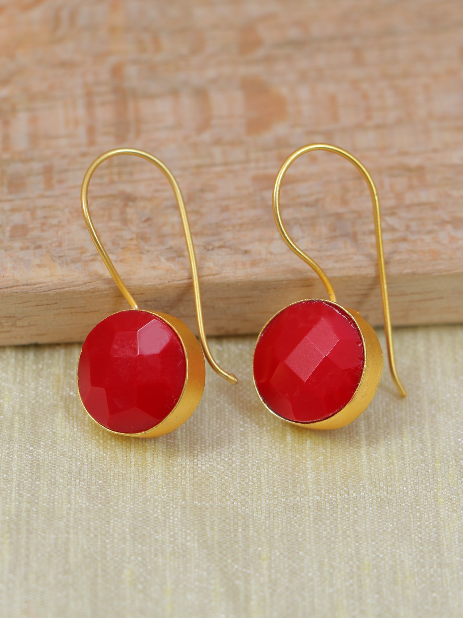 Crunchy Fashion Gold-Plated Faux Stone Dangler Earrings