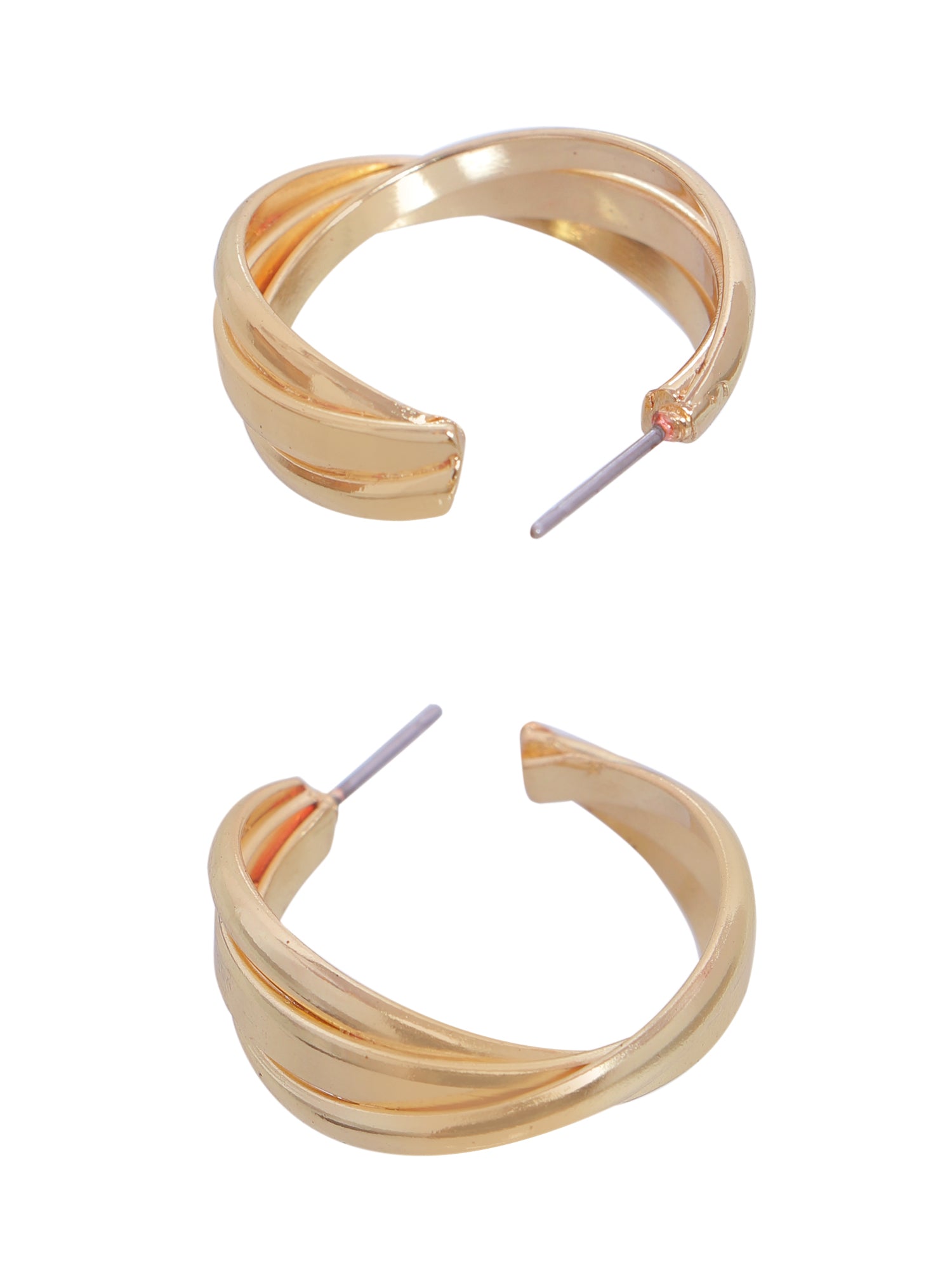 Golden Hoop Asymmetric Half-Moon Earrings for Women - Paradiso Glitz Collection