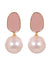 Crunchy Fashion Rose Gold Cultered Fresh WhiteWater Pearl & Pink Dangler Earrings CFE1805