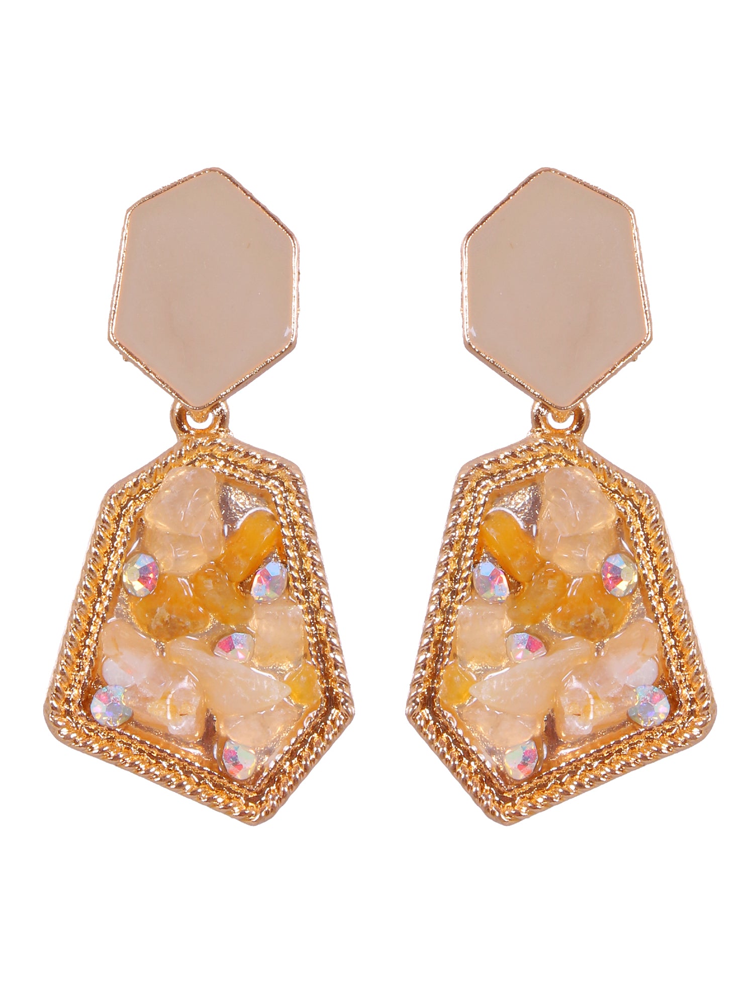 Crunchy Fashion Elegant Crystal & Enameled Dangler Earrings for Women