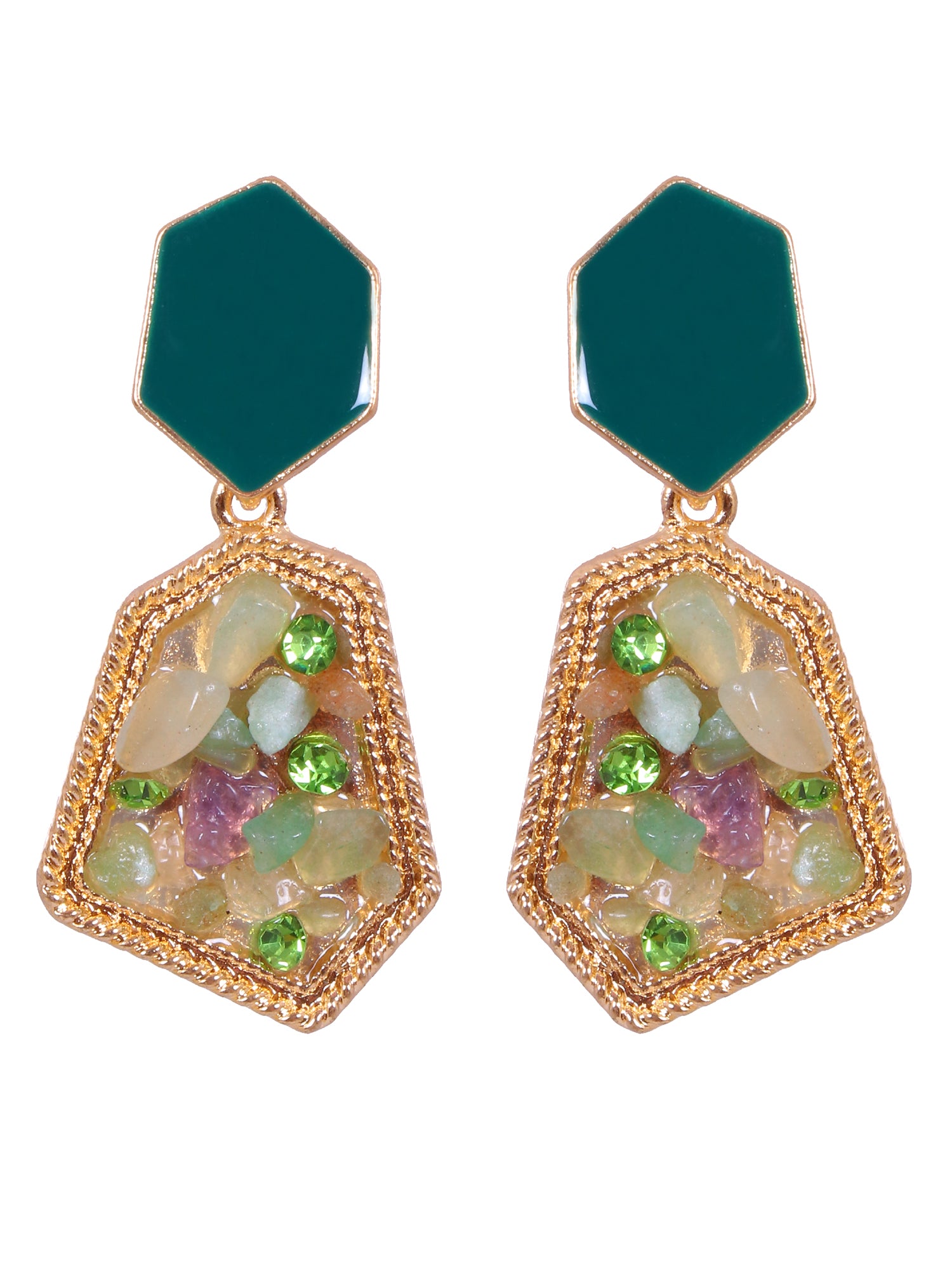 Crunchy Fashion Elegant Crystal & Enameled Dangler Earrings for Women