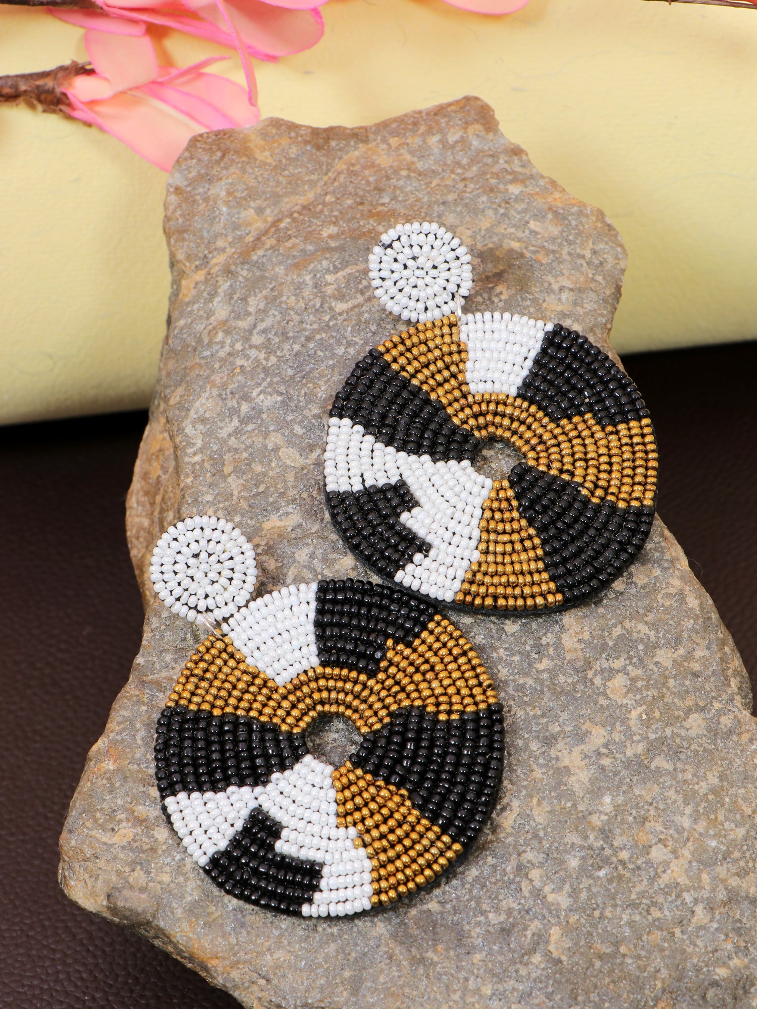 Golden Touch Contemporary Handmade Beaded Drop Earrings for Stylish Women and Girls