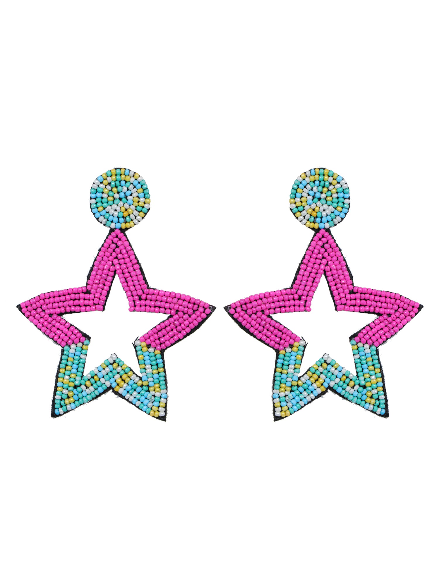 Multicolor Star Handmade Beaded Drop Earrings for Trendy Outfit