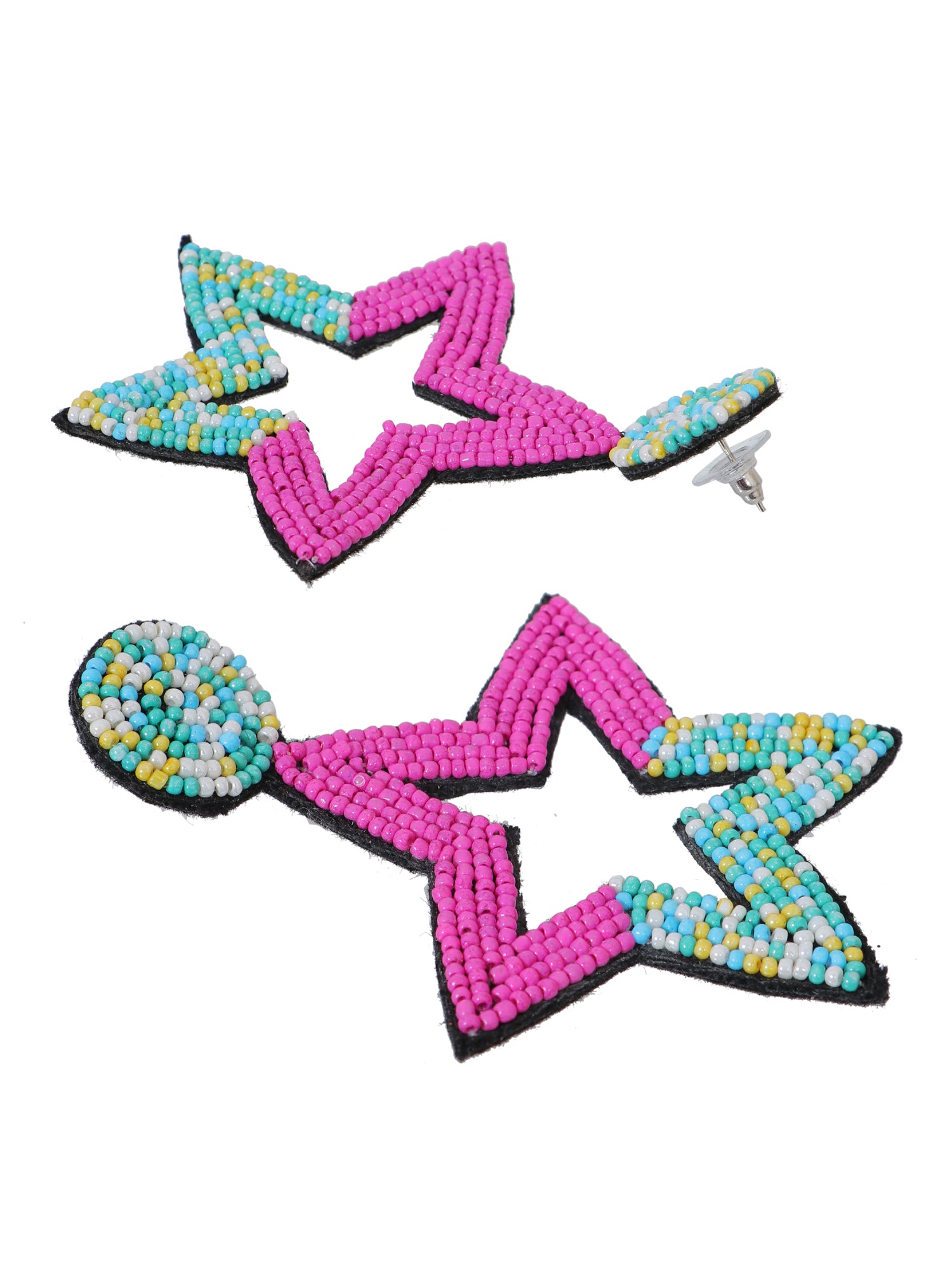 Multicolor Star Handmade Beaded Drop Earrings for Trendy Outfit