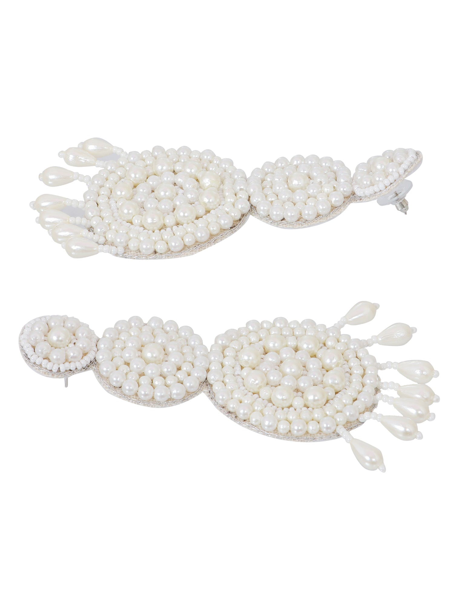 Elegant Boho Handmade White Stylish Dangler Earrings with Pearls, Designer Wedding Accessories