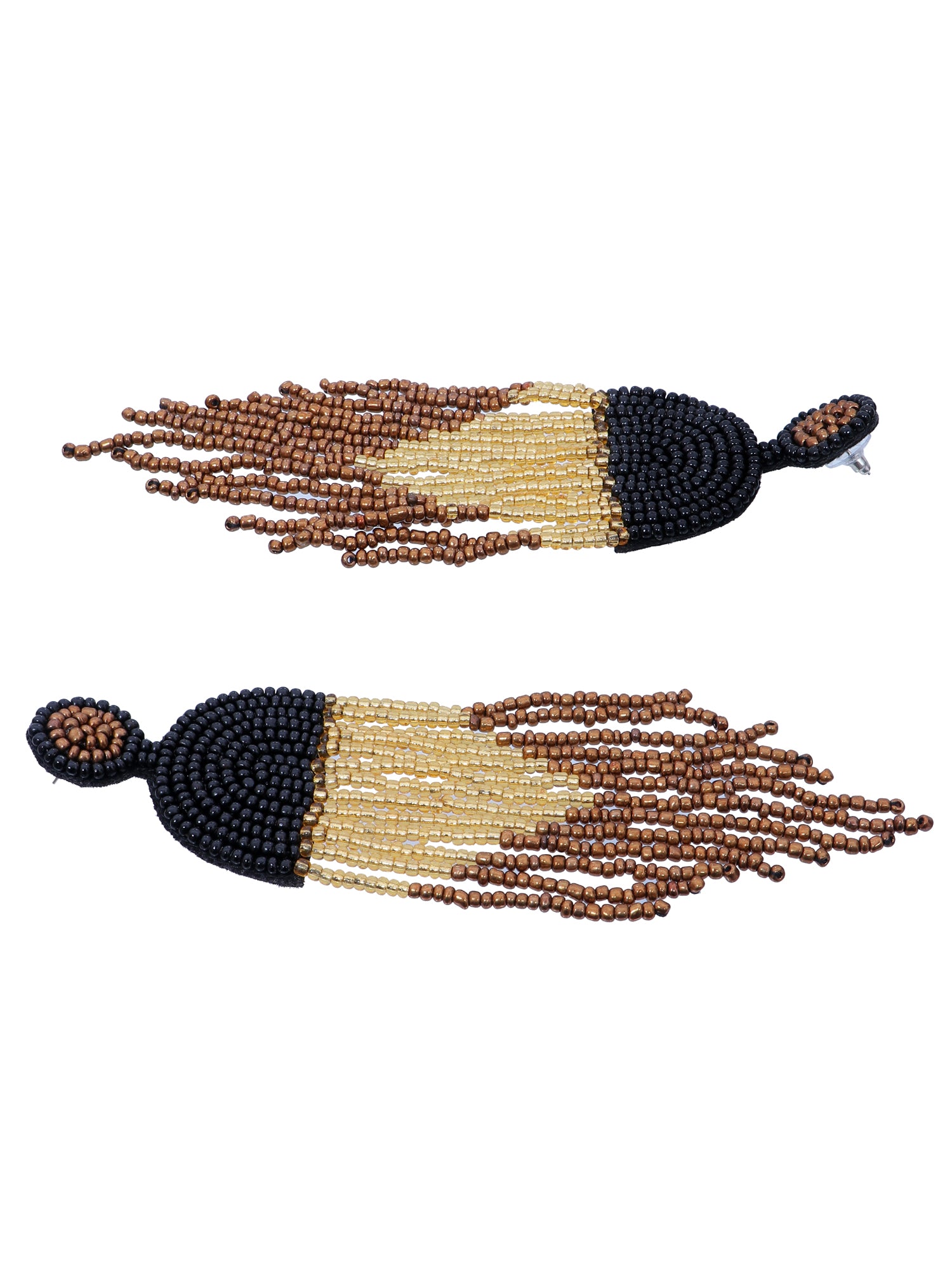 Party Girl Earrings- Bohemian Black Beaded Handmade Statement Tassel Earrings