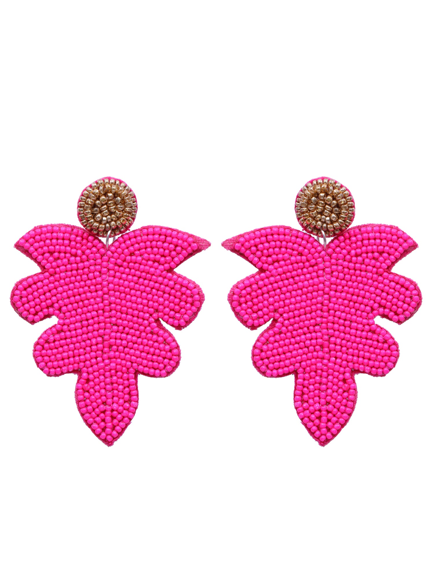 Bohemian Leafy Earrings- Quirky Handmade Beaded Statement Dangler Earrings