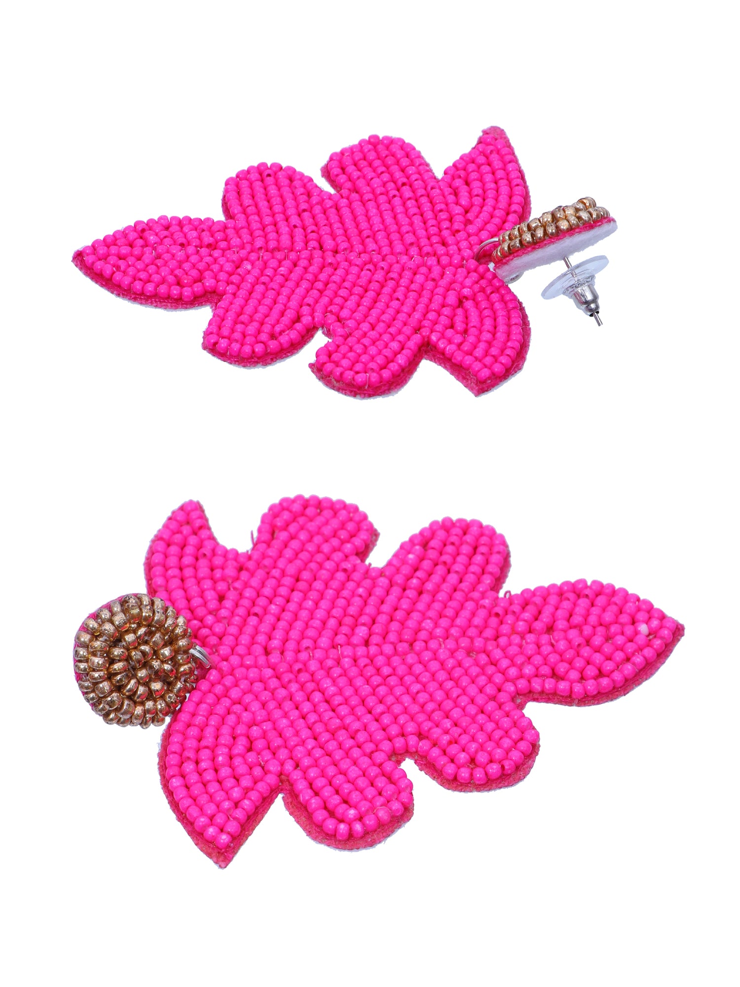 Bohemian Leafy Earrings- Quirky Handmade Beaded Statement Dangler Earrings