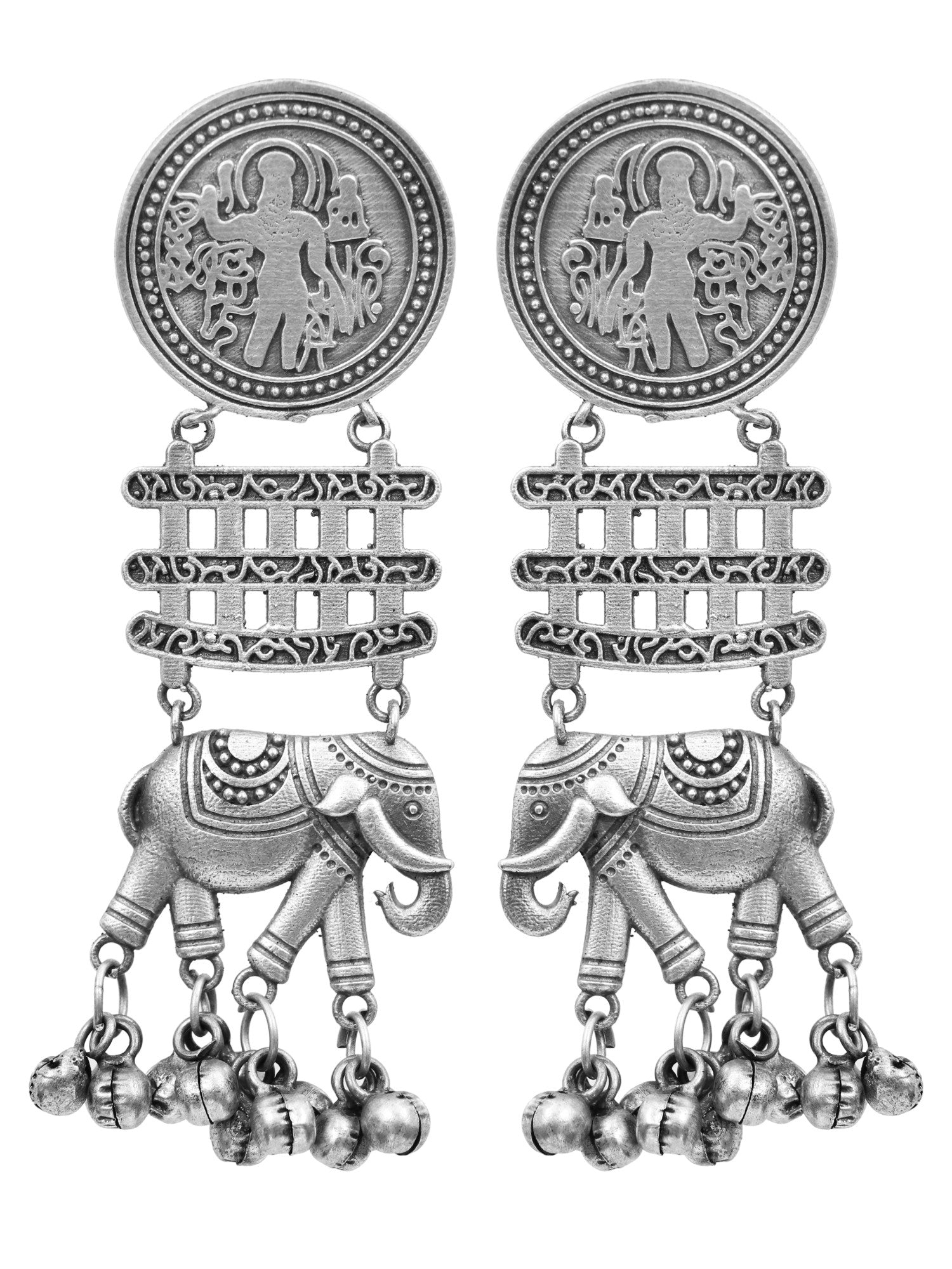 Elegant Oxidised Silver Elephant Drop Earrings For Stunning Women