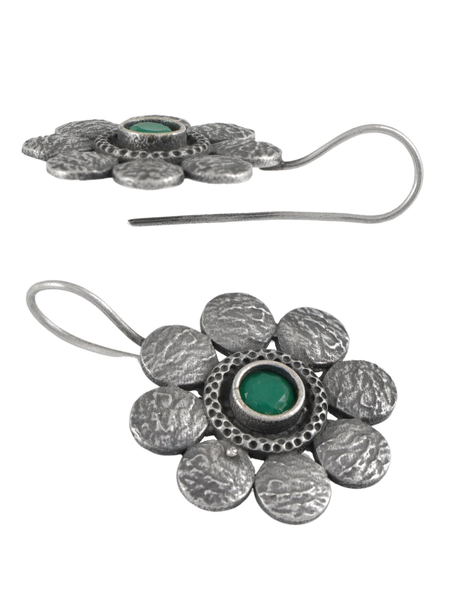 Oxidised Silver Floral Earrings for Women