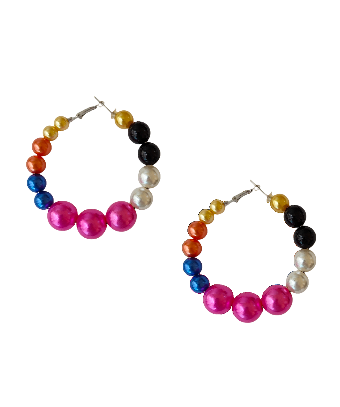Mia Hoops- Statement Multicolored Pearl Beads Handmade Hoop Earrings for WOmen