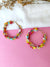 Bella Hoops in Pastel Flowers- Statement Party Wear Beaded Handmade Hoop Earrings