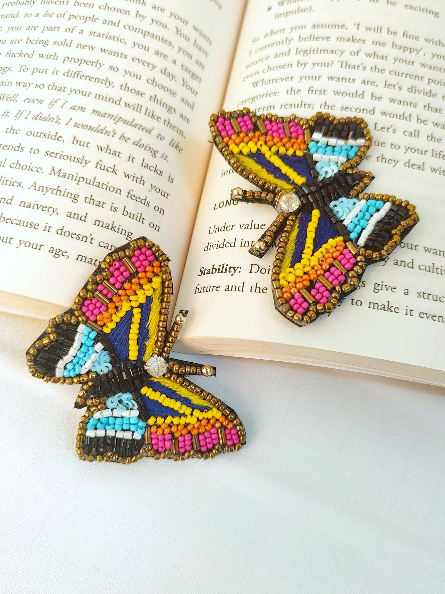 Playful & Vibrant Handcrafted Beaded Butterfly Stud Earrings