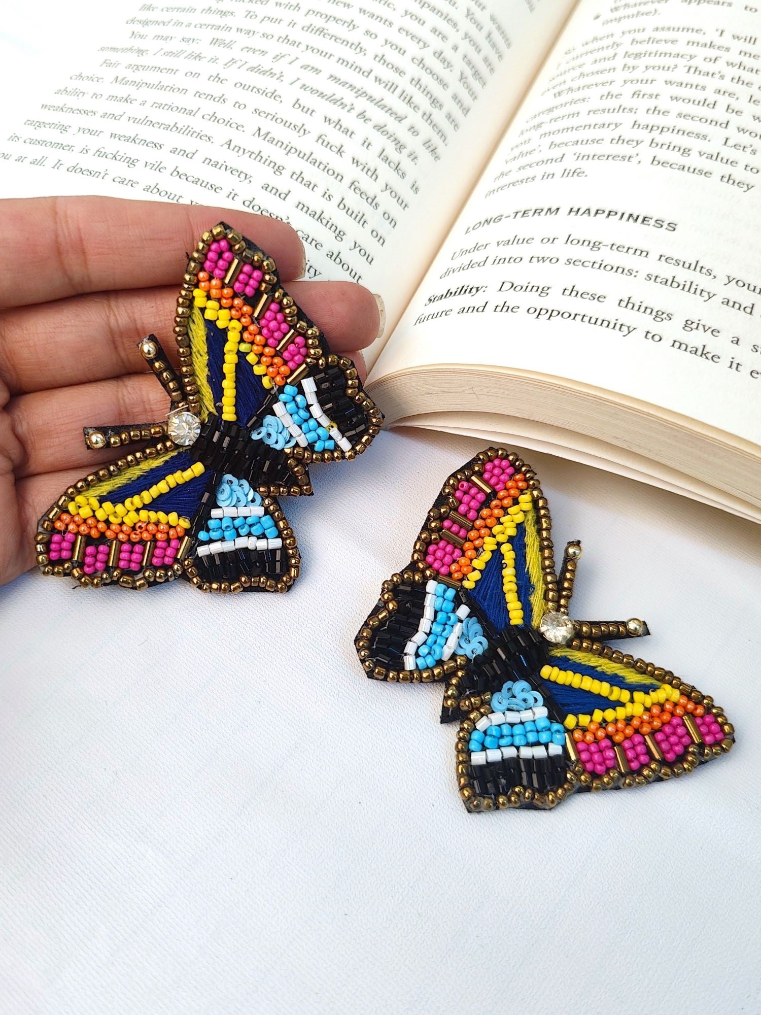 Playful & Vibrant Handcrafted Beaded Butterfly Stud Earrings