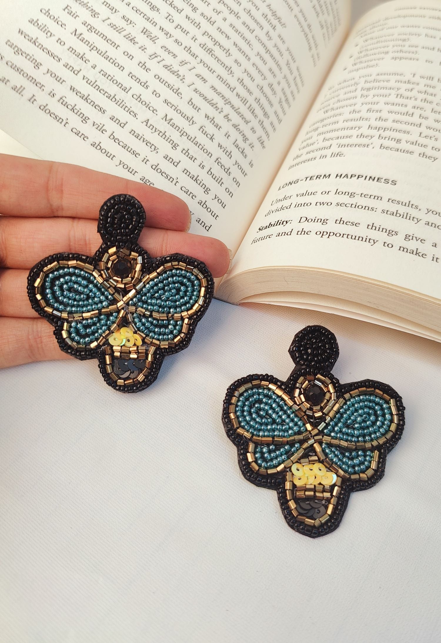 Flutterfly Charms: Handcrafted Multicolor Beaded Embroidered Earrings