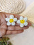 Pushpa Studs-White-Yellow Handmade Beaded Floral Stud Earrings for Women
