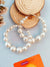White Pearl Handmade Beaded Hoop Earrings for Women