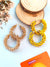 Musturd Yellow Crystals Mess Hoop Earrings for Women